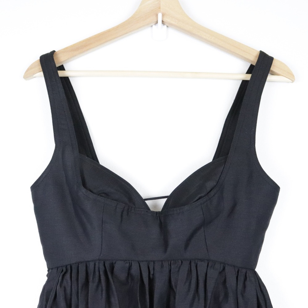 NWT Acler Sandgate Sleeveless A-Line Midi Dress Black Linen Lace Up Back 4 - Picture 4 of 12